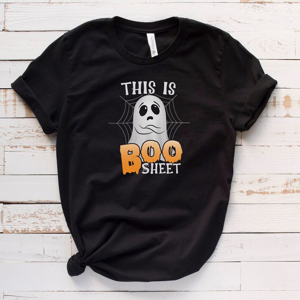 "This is Boo Sheet" Funny Halloween T-Shirt | Short & Long Sleeve Options, Size: Small