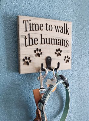 Rustic Dog Leash Holder | Personalized Pet Wall Hook Sign | Montana Handcrafted Wooden Decor