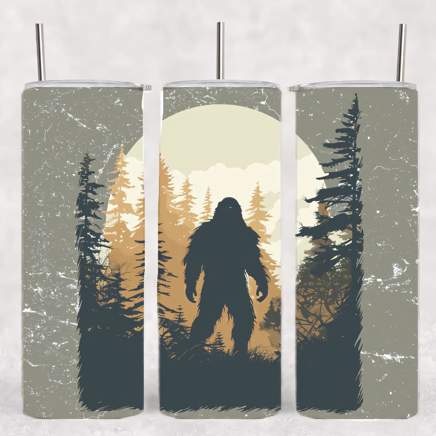Bigfoot Silhouette 20oz Stainless Steel Tumbler with Sliding Lid and Reusable Straw