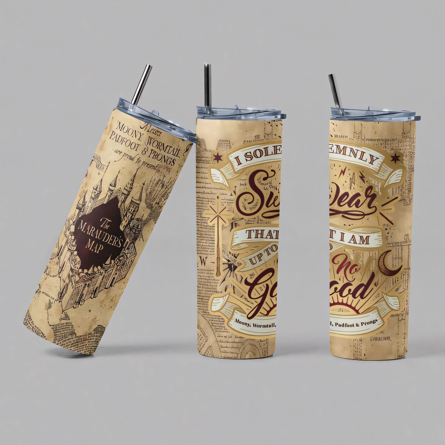 Marauder's Map Glow-in-the-Dark 20oz Skinny Tumbler - Harry Potter Inspired Travel