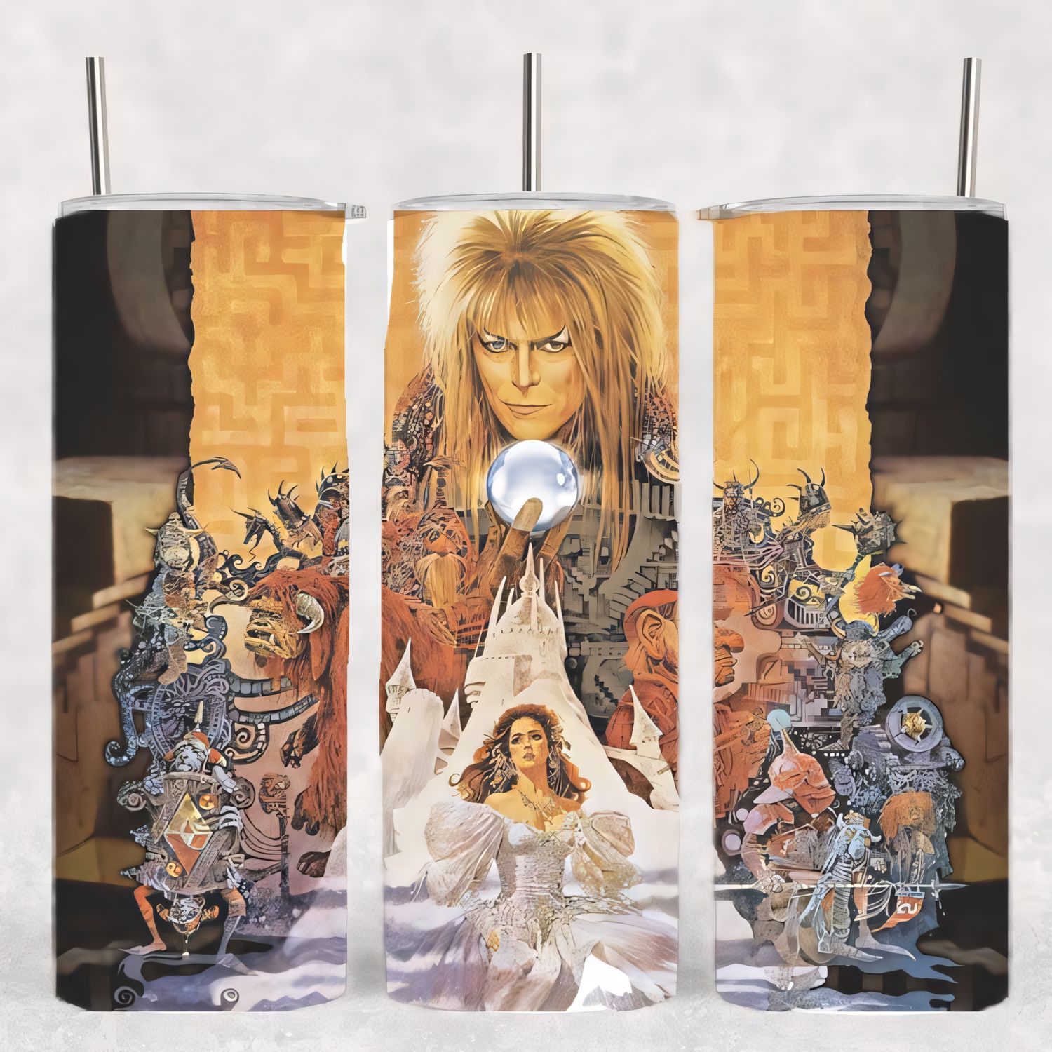 Labyrinth Movie 20oz Skinny Tumbler - Jareth and Sarah Fantasy Travel Cup