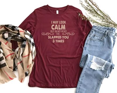 "I May Look Calm" Funny Sarcastic T-Shirt – Bold Humor with a Dash of Attitude