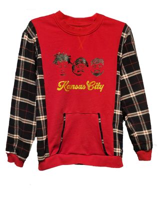 Upcycled Flannel-Sleeve Sweatshirt – Kansas City Icons Medium