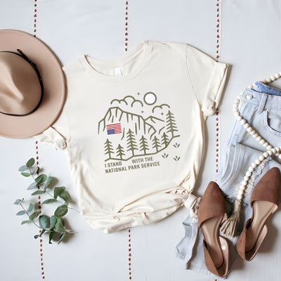 I Stand with the National Park Service T-Shirt – Outdoor Nature Lover Graphic Tee – Bella Canvas, Short & Long Sleeve Options