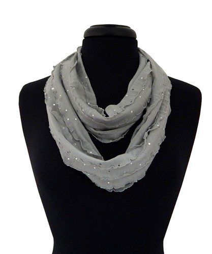 Giltter Ribbon Infinity Scarf - Gray Giltter Ribbon Infinity Scarf - Gray