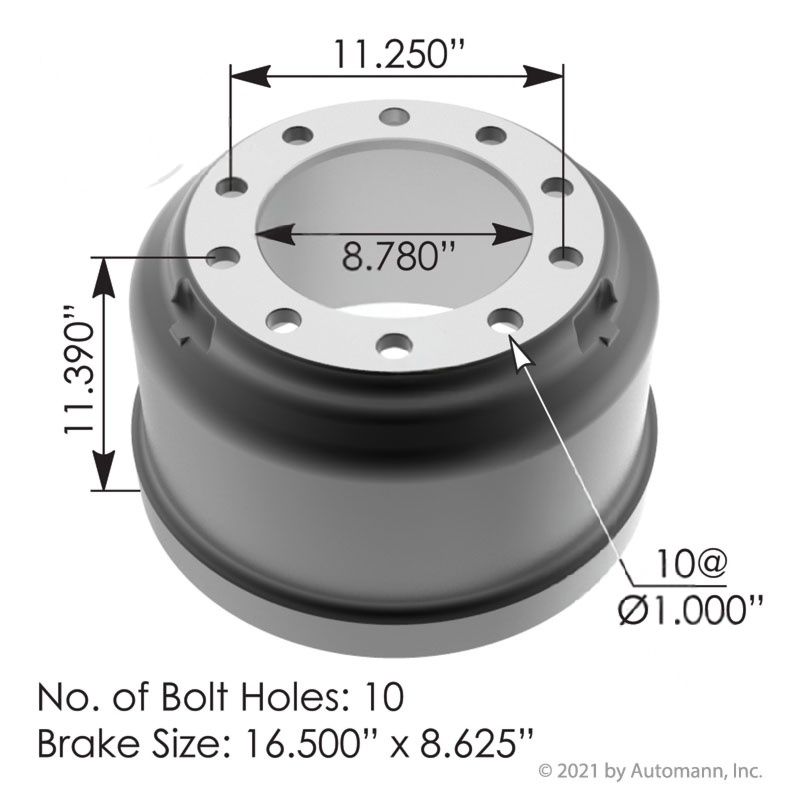 151.68607 Brake Drum 16.500in X 8.625in