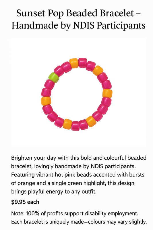 Sunset Pop Beaded Bracelet – Handmade by NDIS Participants