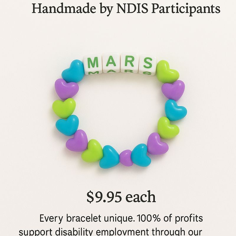 MARS Heart Bead Bracelet – Handmade by NDIS Participants
