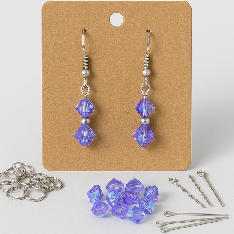 Lavender Crystal Bicone Dangle Earrings – Hypoallergenic Hooks