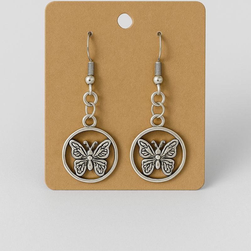 Silver Butterfly Charm Earrings – Hypoallergenic Stainless Steel Hooks