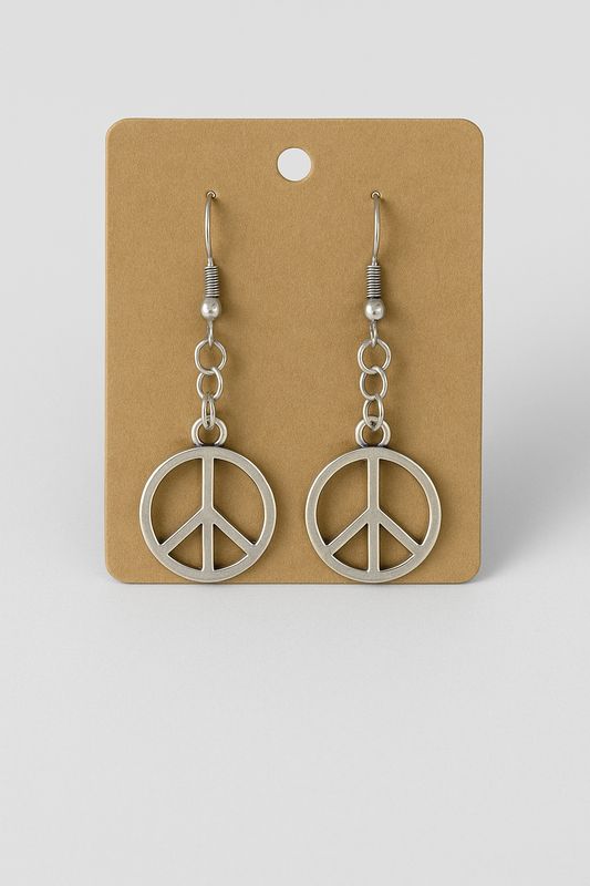 Silver Peace Symbol Earrings – Hypoallergenic Stainless Steel Hooks