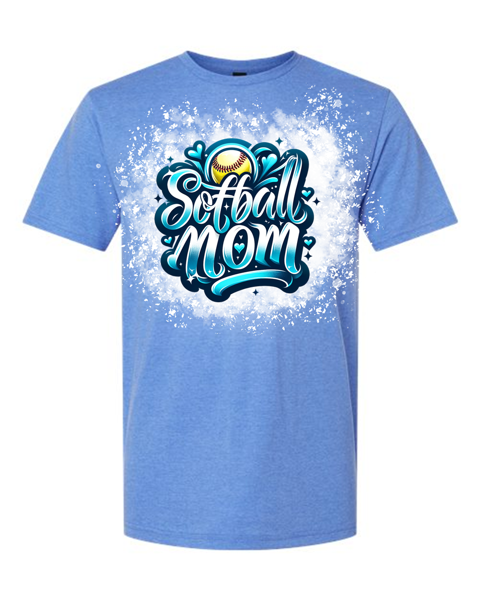 Softball Mom Bleached Effect T Shirt