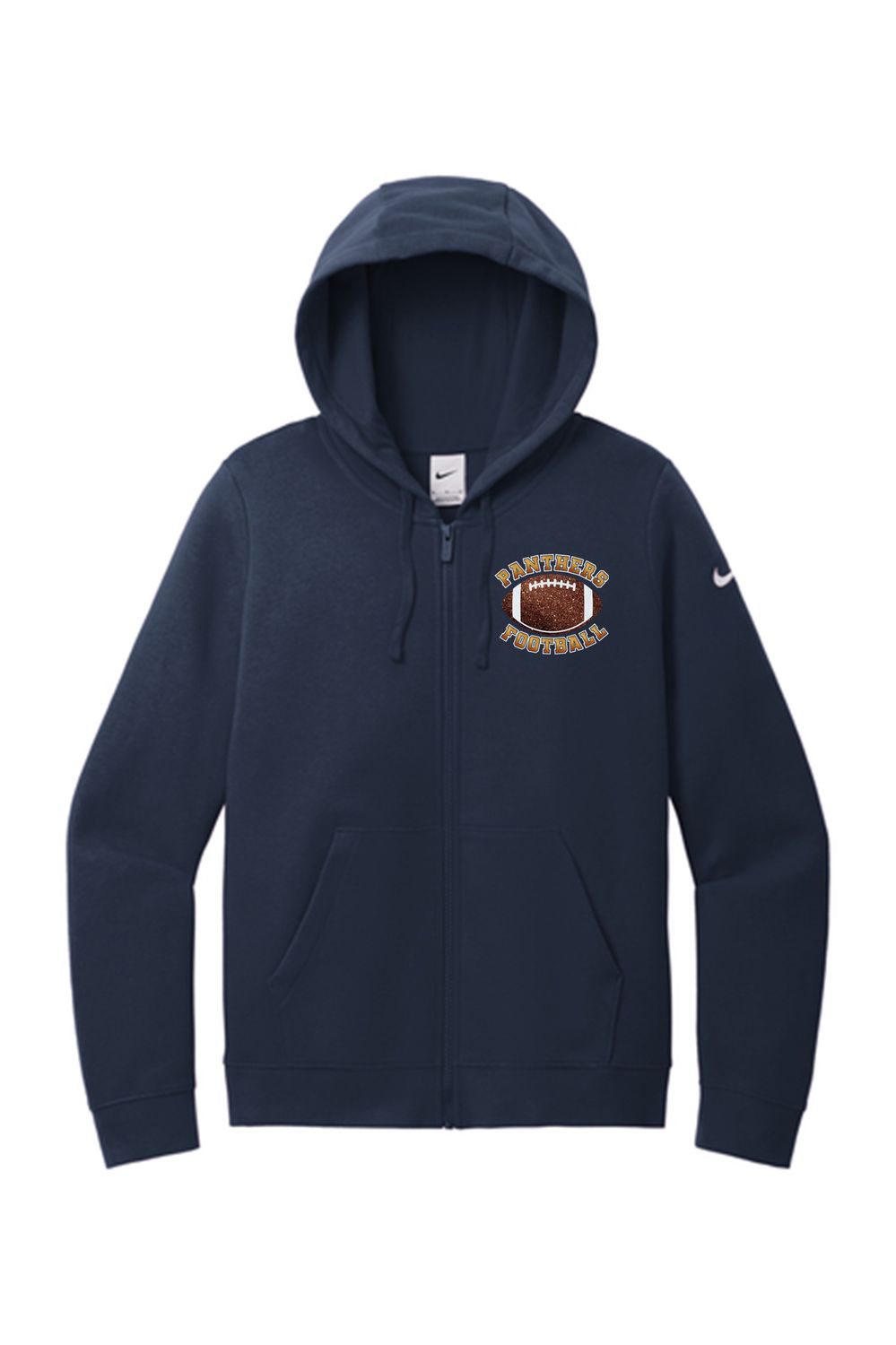 2025 PANTHER FOOTBALL Nike Women&#39;s Club Fleece Sleeve Swoosh Full-Zip Hoodie