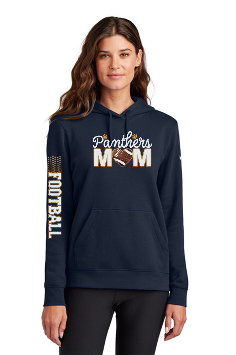 2025 PANTHER FOOTBALL Nike Women&#39;s Club Fleece Sleeve Swoosh Pullover Hoodie