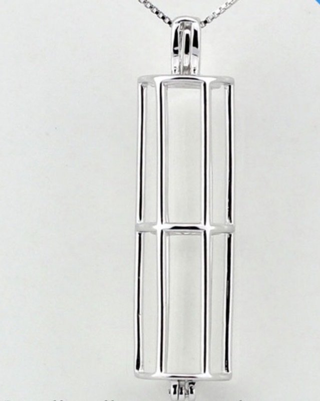  Cylinder  -  sterling silver cage pendant