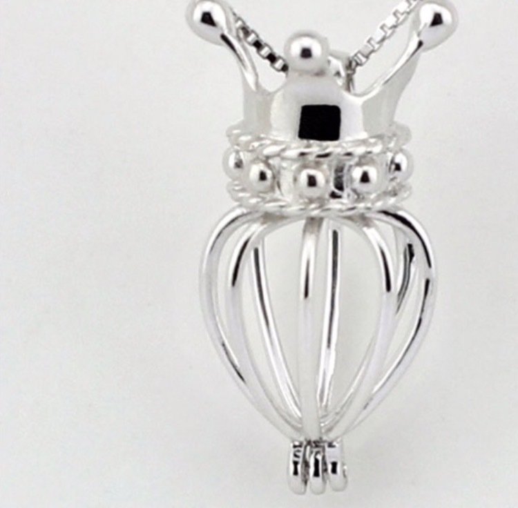 Crown - Sterling Silver cage pendant