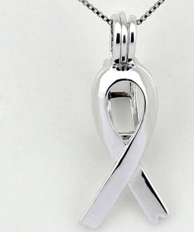 Awareness Ribbon - Sterling Silver cage pendant