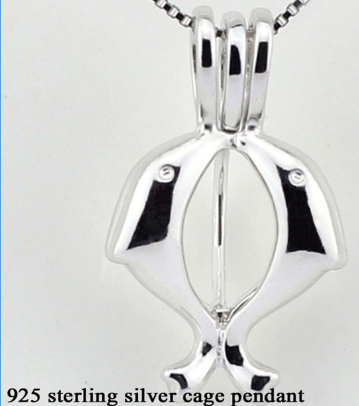 Double Dolphin- Sterling Silver Cage Pendant