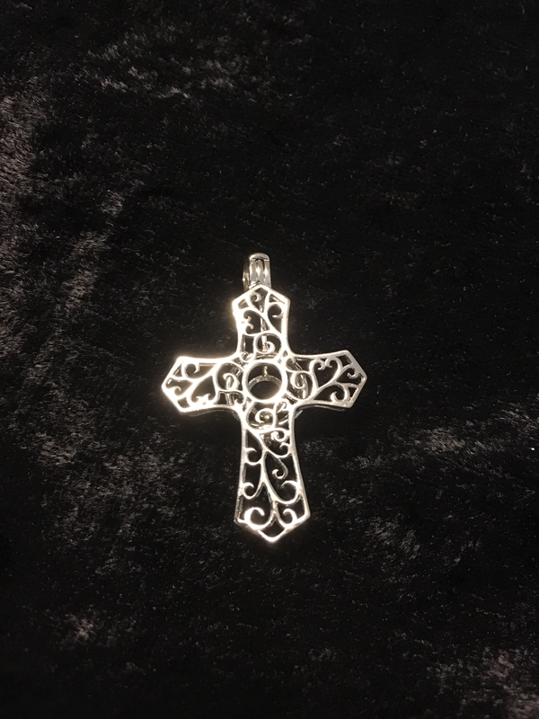 Cross: Filigree- Sterling Silver Cage Pendant 