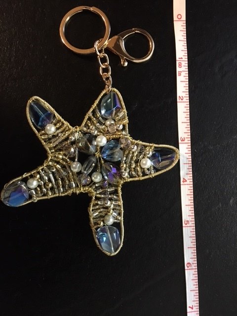 Hand crafted Glass and Bead Starfish Key Chain