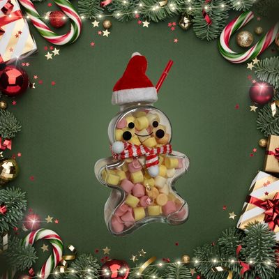 Glazen kerstsneeuwman Drinkbeker gevuld met Snoep ☃️