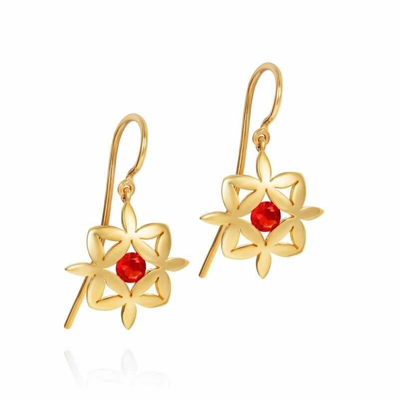 Yasmin Fire Opal Earrings 9k Yellow Gold