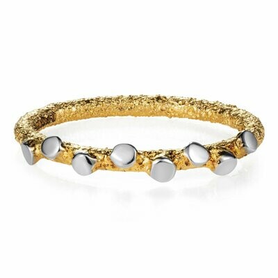 Twigs and Buds Stackable Band 18k Yellow and White Gold