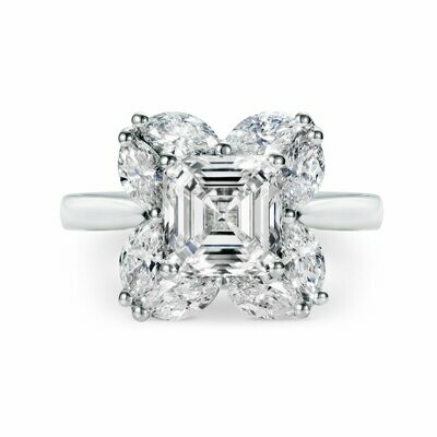 2.01ct Ascher Cut Diamond Ring 18k White Gold