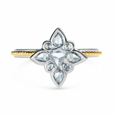 L'or Rose Cut Diamond Ring Platinum 18k Gold