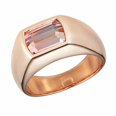 2.47ct Pink Tourmaline Signet Ring 9k Rose Gold