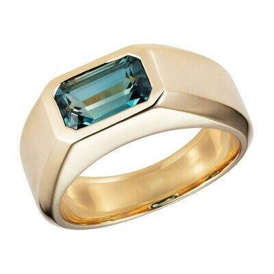 1.53ct Blue Tourmaline Signet Ring 9k Yellow Gold