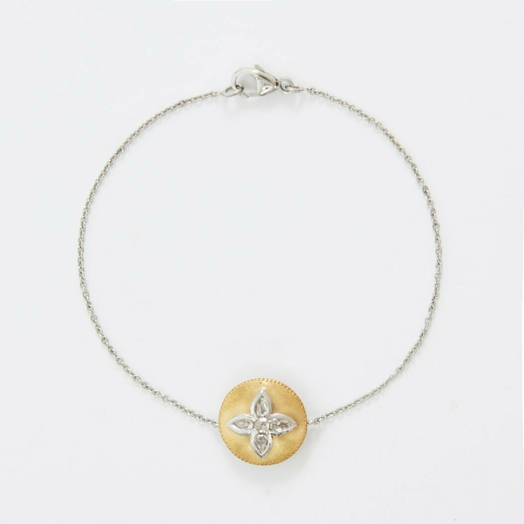 Rose Cut Diamond Shield Bracelet Platinum 24k Gold
