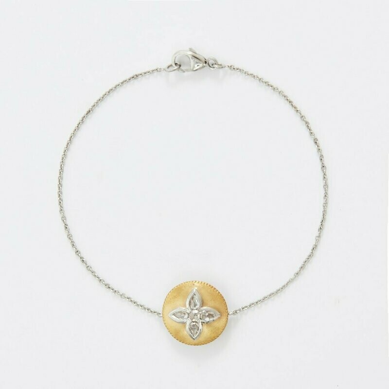 Rose Cut Diamond Shield Bracelet Platinum 24k Gold