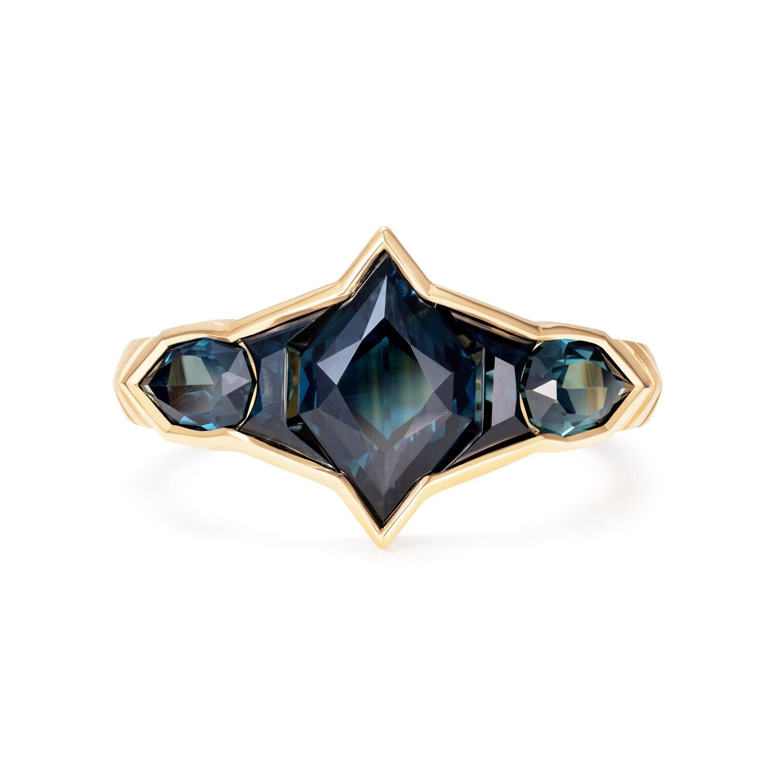 Blue Ring Nebula Sapphire Ring 18k Yellow Gold