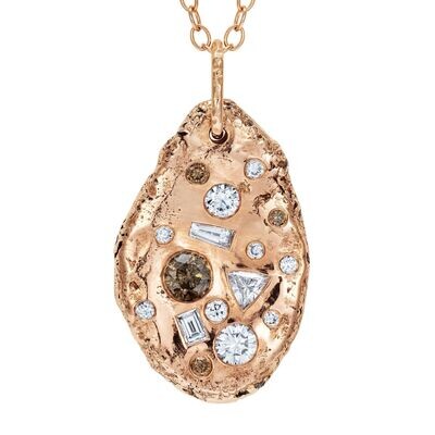 Chocolate Chip Cookie Pendant - Assorted Diamonds & Recycled Rose Gold