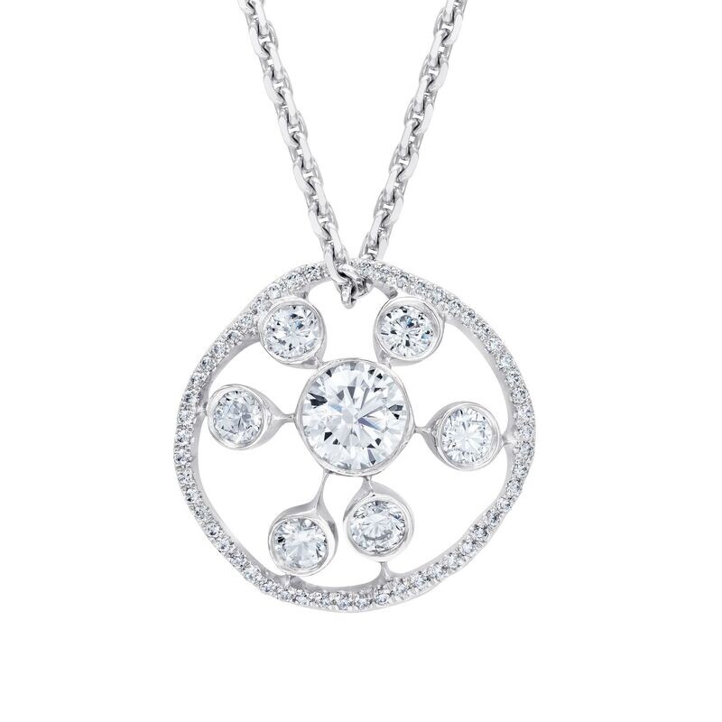 Shimmering Stars Diamond Pendant Platinum Handmade