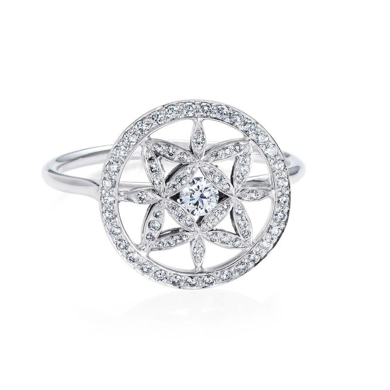 Yasmin Crown Diamond Halo Ring Platinum