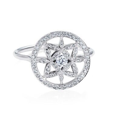 Yasmin Crown Diamond Halo Ring Platinum
