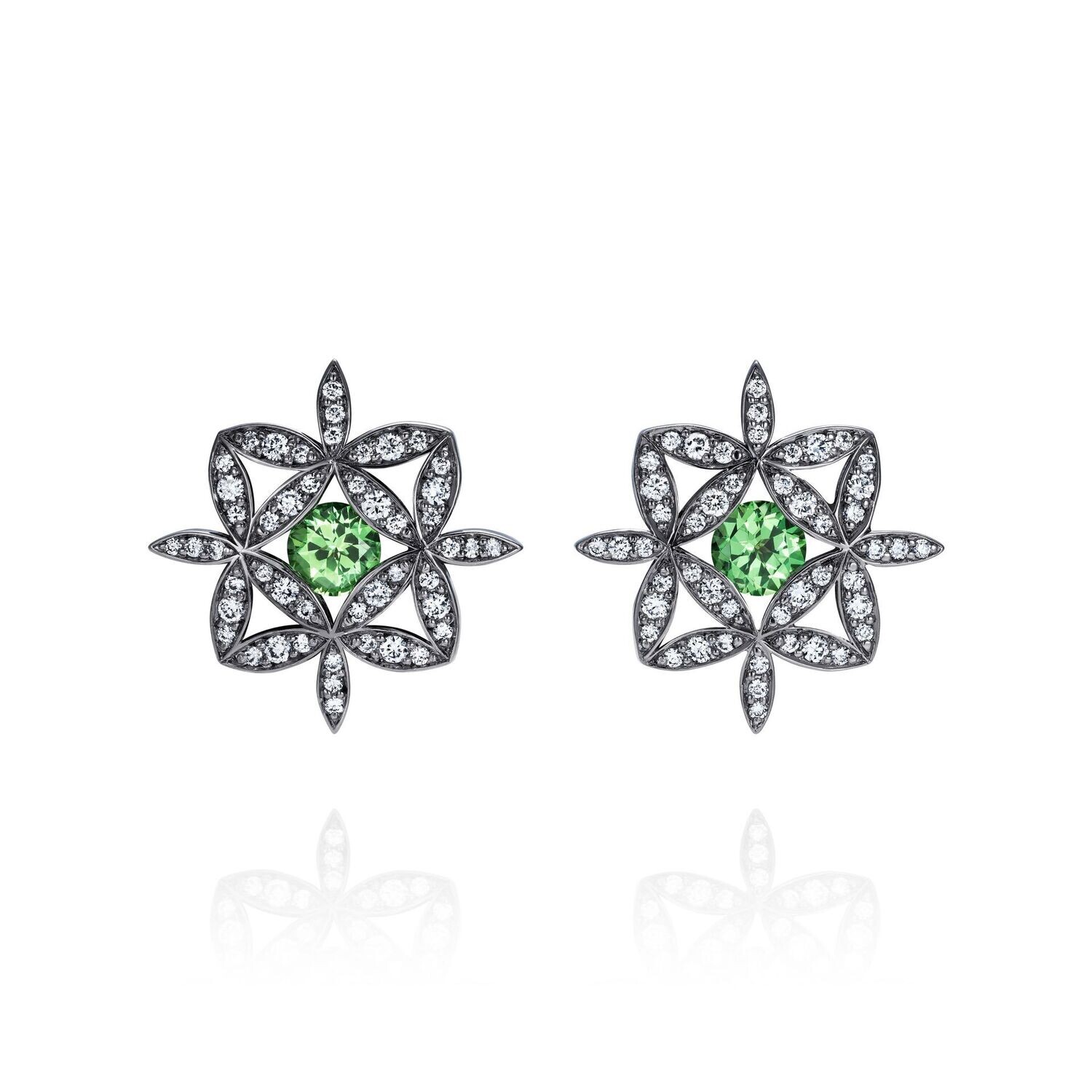 Yasmin Tsavorite Earrings 18k White Gold