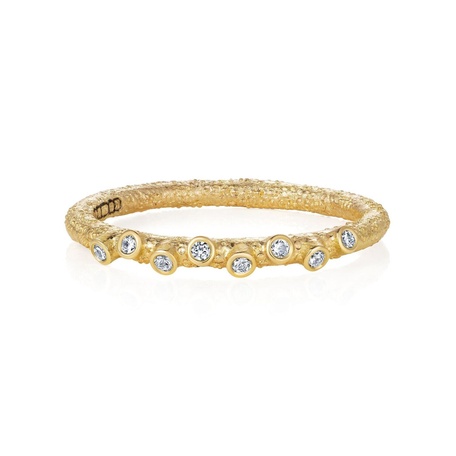 Twigs and Buds Stackable Band 18k Yellow Gold Diamonds