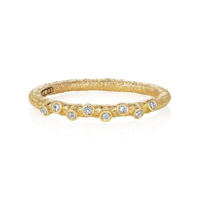 Twigs and Buds Stackable Band 18k Yellow Gold Diamonds