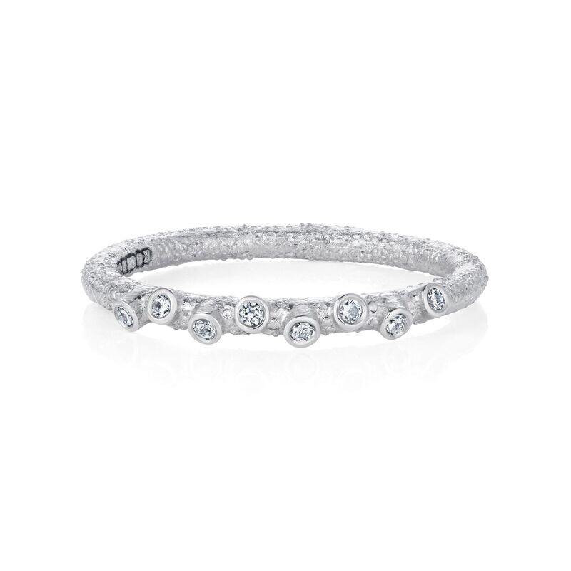 Twigs and Buds Stackable Band Platinum Diamonds