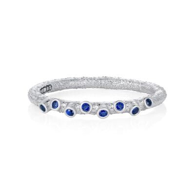 Twigs and Buds Stackable Band Platinum Blue Sapphires