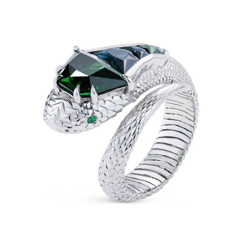 Tsavorite Snake Ring Platinum
