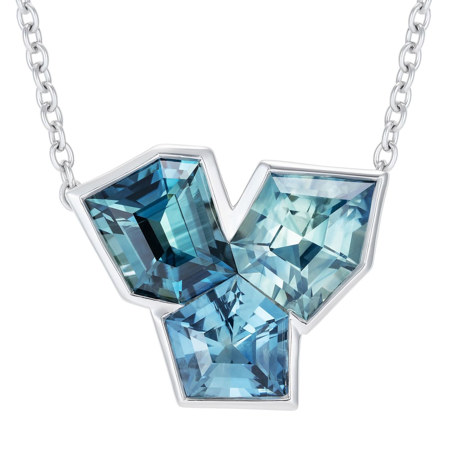 Three Stone Sapphire Pendant Platinum