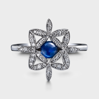 Yasmin Sapphire Diamond Ring 18k White Gold