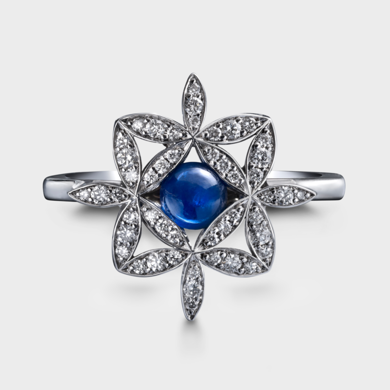 Yasmin Sapphire Diamond Ring 18k White Gold