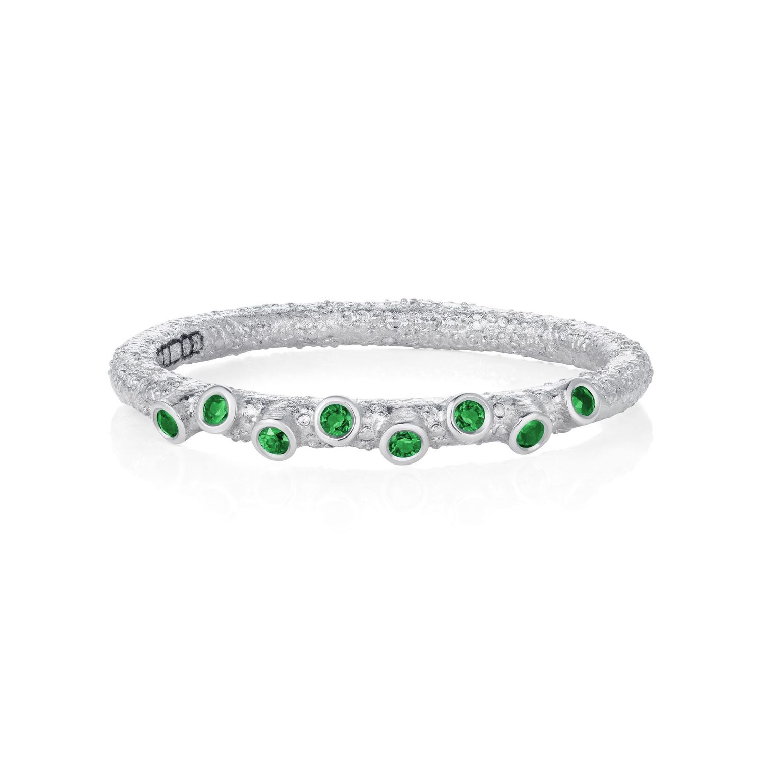 Twigs and Buds Stackable Band Platinum Emeralds