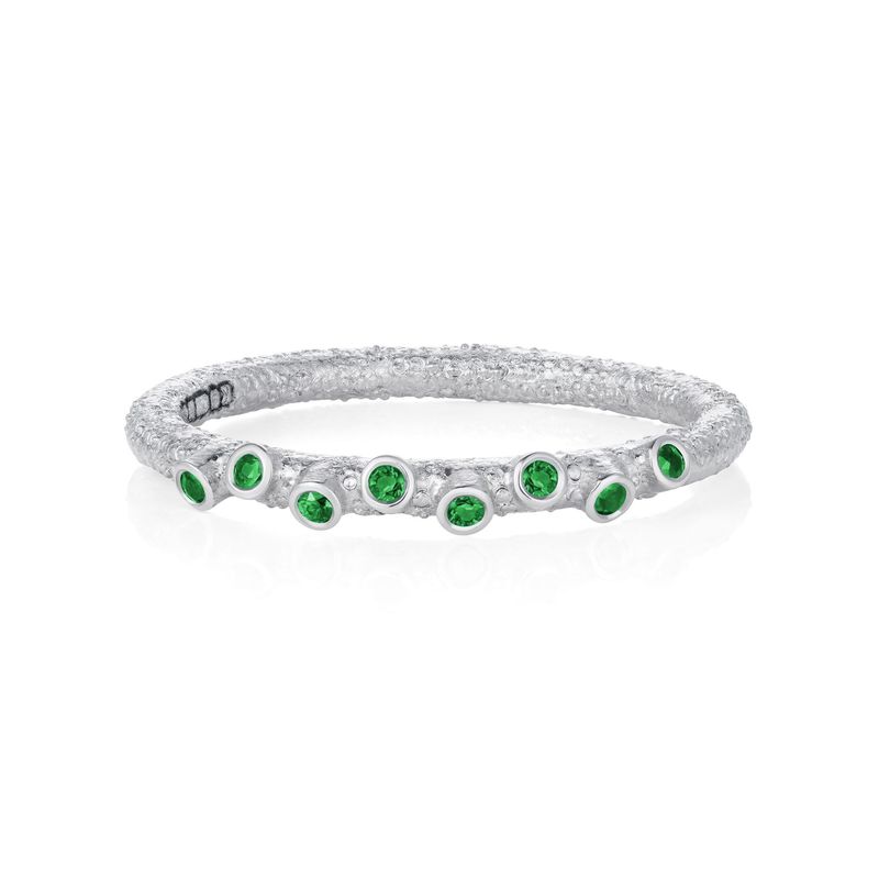 Twigs and Buds Stackable Band Platinum Emeralds