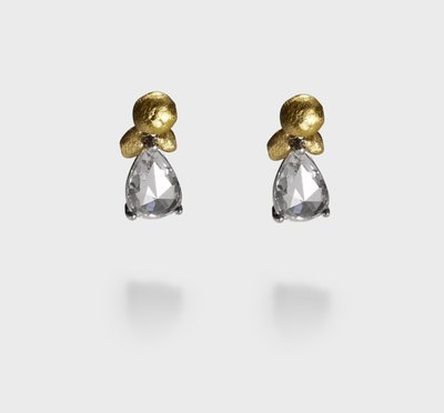 L'or Teardrop 0.8ct Diamond Stud Earrings Platinum 24k Gold